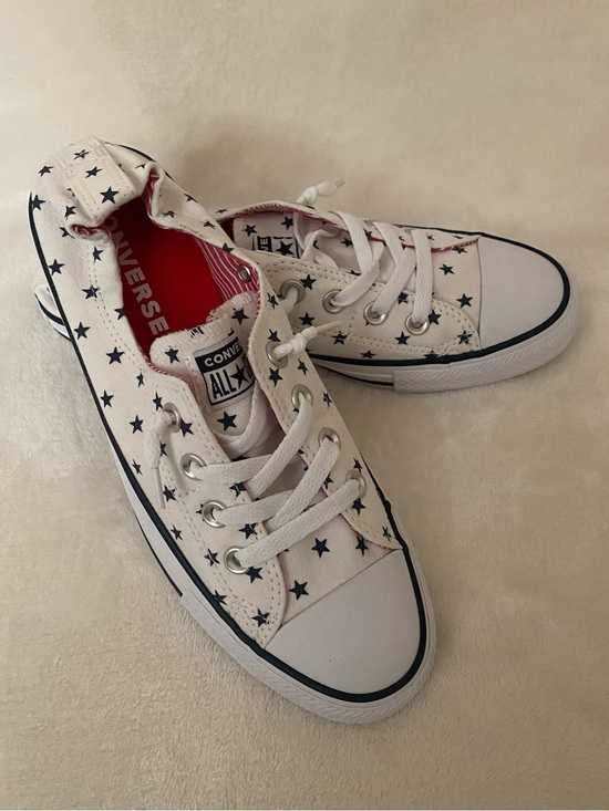 Converse Shoes - NEW Converse All Star White Shoreline Sneakers with Navy Star Print